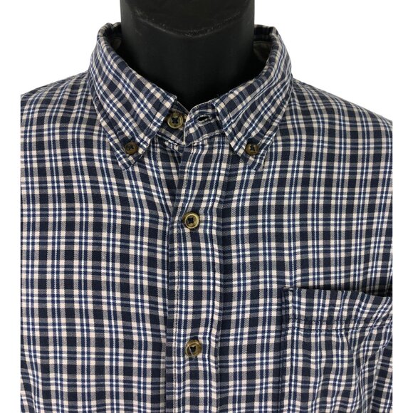 Wrangler Men's Size Large Blue/White Plaid Long Sleeve Button Up Flannel Shirt - Picture 3 of 5